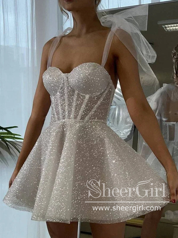 A Line Sparkly Short Prom Dress Silver Corset Bodice Homecoming Dress ARD3144 A Line Sparkly Short Prom Dress Silver Corset Bodice Homecoming Dress ARD3144