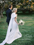 Elegant Mock Neck Bridal Dress Minimalist Chiffon Sheath Wedding Dress Trumpet Wedding Gown AWD2036-SheerGirl