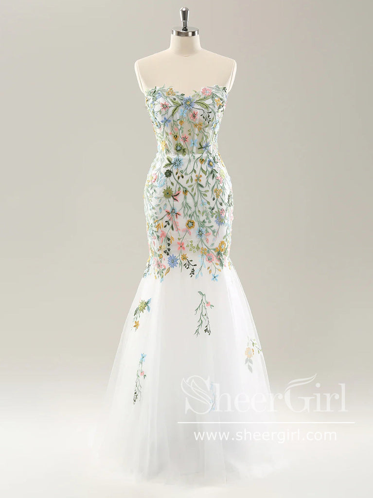 Garden Lace appliqued Prom Gown Off the Shoulder Mermaid Prom Dress ARD3173-SheerGirl