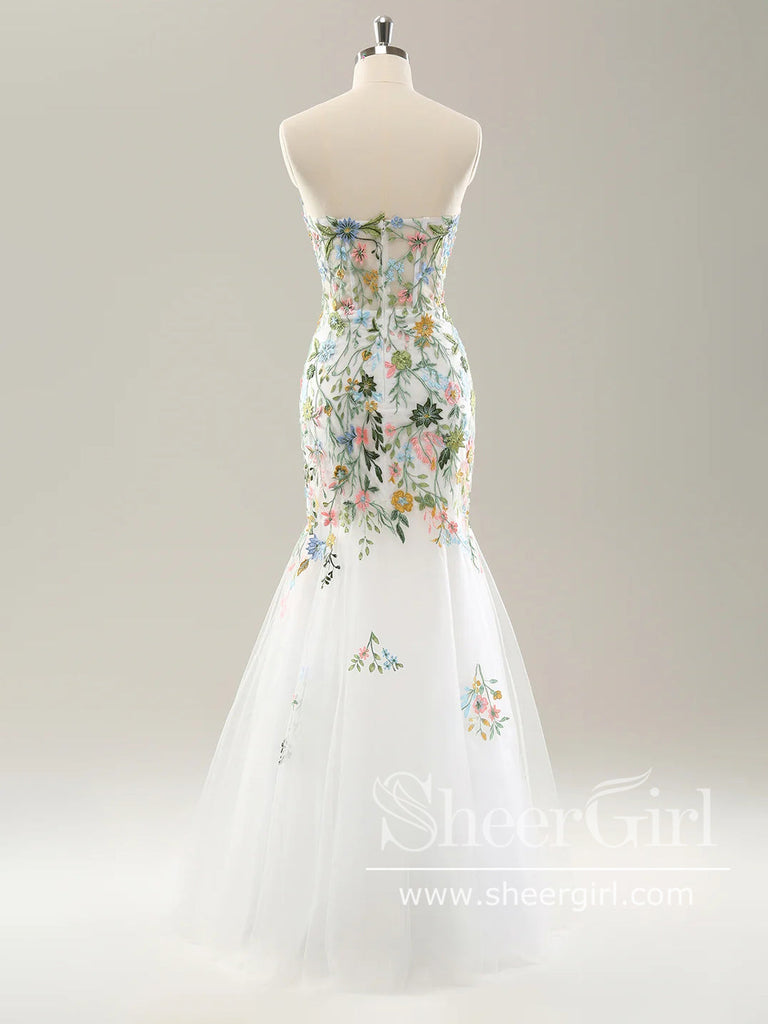 Garden Lace appliqued Prom Gown Off the Shoulder Mermaid Prom Dress ARD3173-SheerGirl