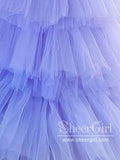 Hot Pink Strapless Ruffle Tulle Floor Length Ball Gown Tiered Tulle Prom Dress ARD2910-SheerGirl