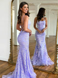 Lilac Sparkly Mermaid Prom Gown Backless Prom Dress Long Evening Dress ARD3100-SheerGirl