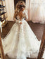 Vestido de novia de tul de manga larga Vestidos de novia bohemios de encaje de flores elegantes en 3D AWD1971