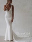 Vestido de novia modesto de sirena de satén vestido de novia de trompeta AWD1904