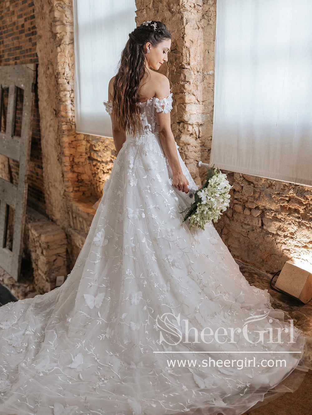 butterfly wedding dress designer A Line Satin Beach Wedding Dresses Butterfly Appliques Bridal wedding dress