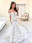 Vestido de novia de encaje floral con hombros descubiertos Vestido de novia de sirena AWD1986