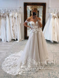Off the Shoulder Leaves Lace Beach Wedding Dresses Rustic Boho Wedding Dress AWD1978-SheerGirl