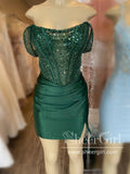 Off the Shoulder Short Prom Dress Satin Mini Homecoming Dress ARD2995-SheerGirl