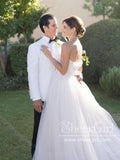 Pleated Bodice Sweetheart Neck Tulle Bridal dresses Ball Gown Minimalist Wedding Dresses AWD1957-SheerGirl