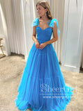 Polka Dots Tulle Sweetheart Neck Ball Gown Black Prom Gown with Bow Tie Straps ARD3062-SheerGirl