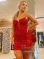 Red Appliqued Sweetheart Neck Backless Sparkly Short Prom Dress Sequins Short Homecoming Dress ARD2972