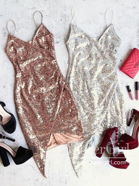 Rose Gold Sparkly Short Prom Dress Sequins Backless Short Homecoming Dress ARD2967 Rose Gold Sparkly Short Prom Dress Sequins Backless Short Homecoming Dress ARD2967
