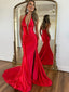 Satin Halter Neck Mermaid Prom Dresses Simple Pageant Formal Dress Evening Dress ARD3096