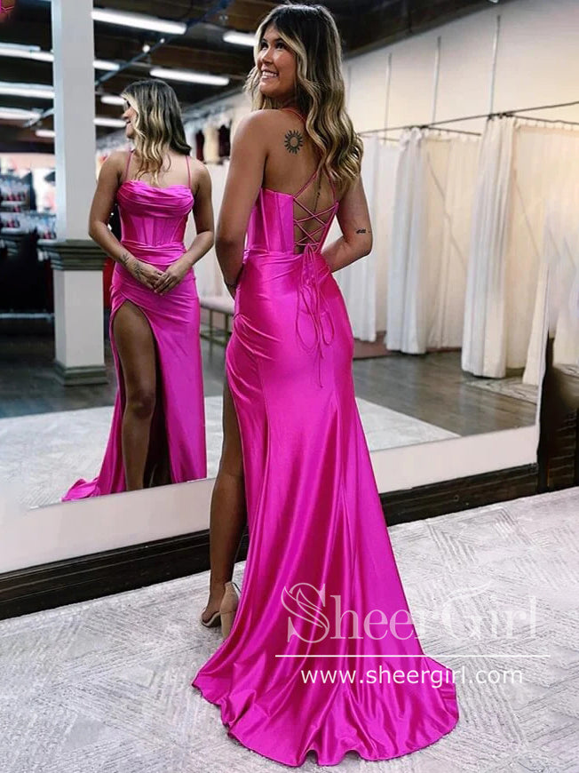 Satin Sparkly Prom Gown Simple Prom Dress Long Party Dress ARD3056-SheerGirl