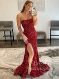 Sequins Strapless Trumpet Prom Dress Thigh Slit Mermaid Prom Gown ARD2738-SheerGirl