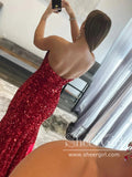 Sequins Strapless Trumpet Prom Dress Thigh Slit Mermaid Prom Gown ARD2738-SheerGirl