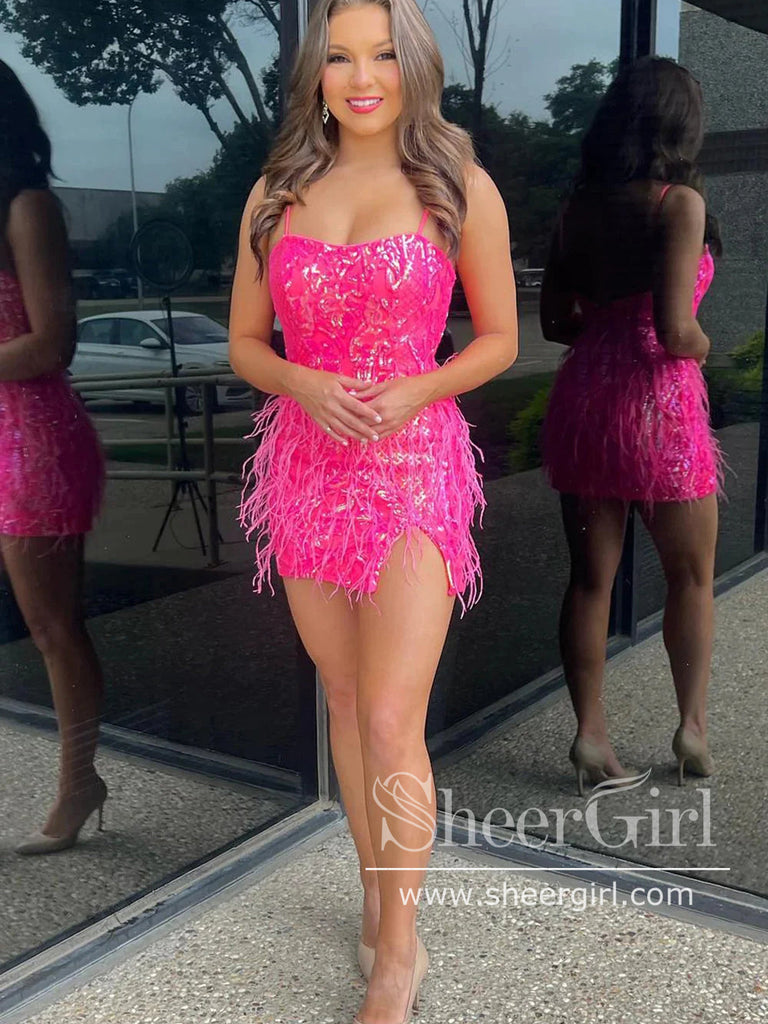 Short Homecoming Dress Sequins Lace Backless Sparkly Cocktail Dress ARD2989-SheerGirl