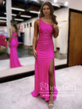 Single Shoulder Rhinestones High Slit Party Dress Mermaid Long Prom Dress ARD2794-SheerGirl