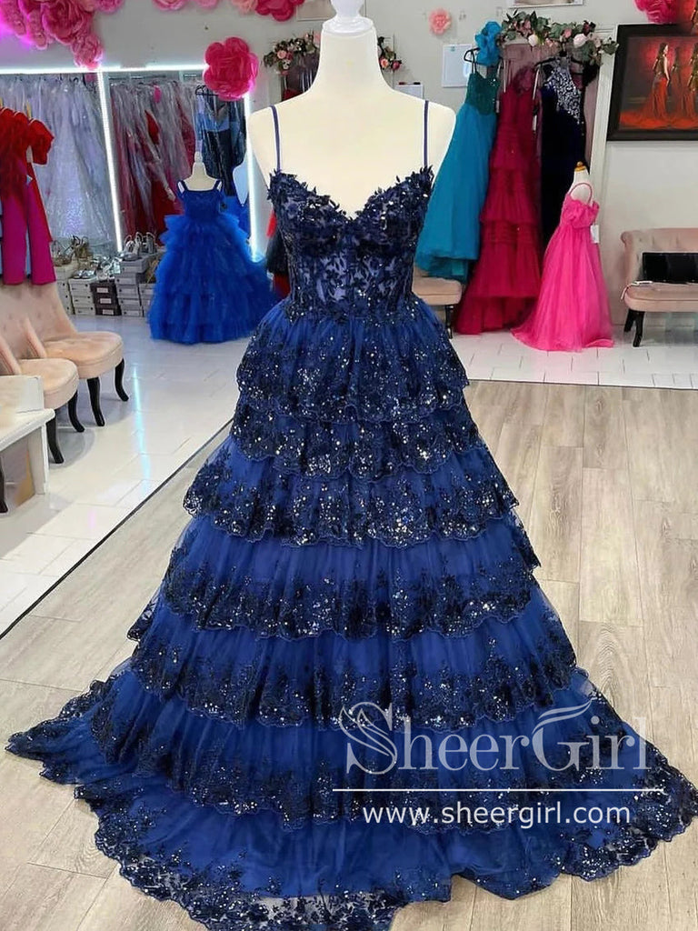 Sparkly Layered Tulle Prom Gown Floor Length Prom Dress Ball Gown Party Dress ARD3075-SheerGirl