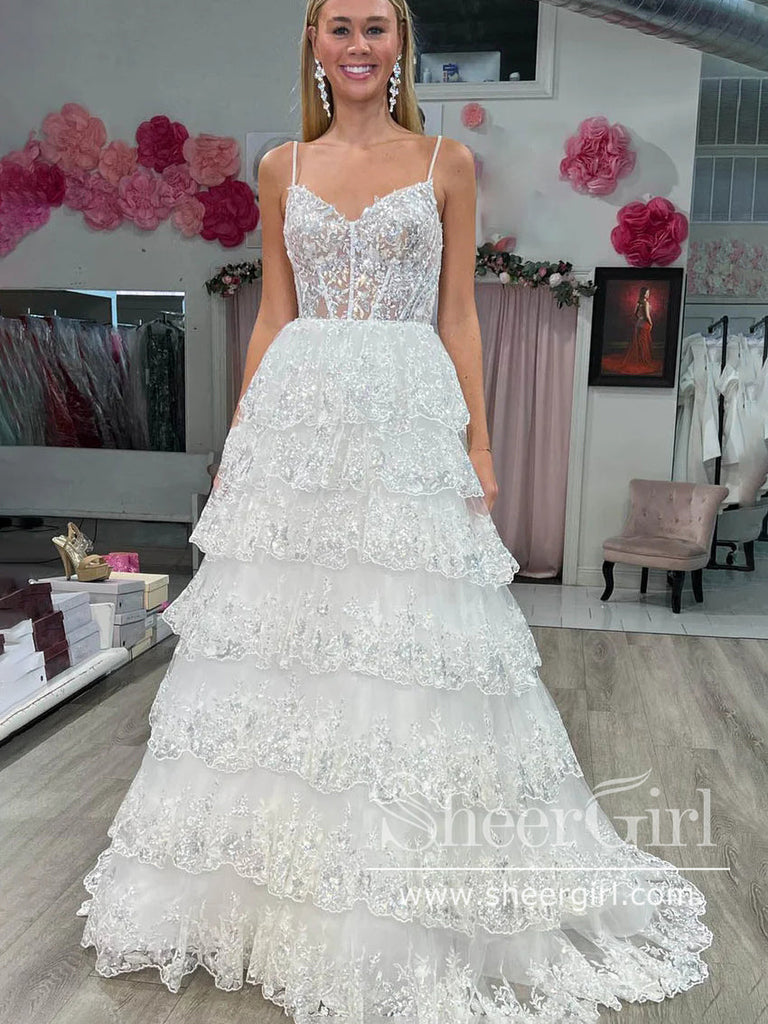 Sparkly Layered Tulle Prom Gown Floor Length Prom Dress Ball Gown Party Dress ARD3075-SheerGirl