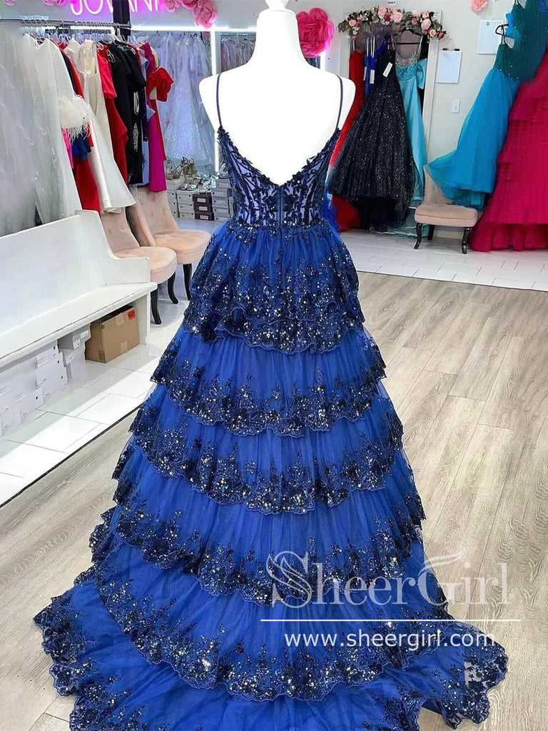 Sparkly Layered Tulle Prom Gown Floor Length Prom Dress Ball Gown Party Dress ARD3075-SheerGirl