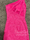 Sparkly Sequins Short Party Dress Single Shoulder Short Homecoming Dress ARD3017-SheerGirl