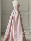 Strapless Light Pink Long Prom Dresses with Dots Tulle Ball Gown Party Dress ARD3074-SheerGirl