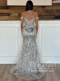 Stunning Sequins Floral Lace Off the Shoulder Prom Gown Mermaid Party Dress ARD3071-SheerGirl