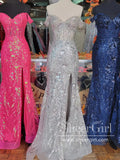 Stunning Sequins Floral Lace Off the Shoulder Prom Gown Mermaid Party Dress ARD3071-SheerGirl