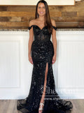 Stunning Sequins Floral Lace Off the Shoulder Prom Gown Mermaid Party Dress ARD3071-SheerGirl