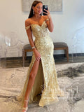 Stunning Sequins Floral Lace Off the Shoulder Prom Gown Mermaid Party Dress ARD3071-SheerGirl