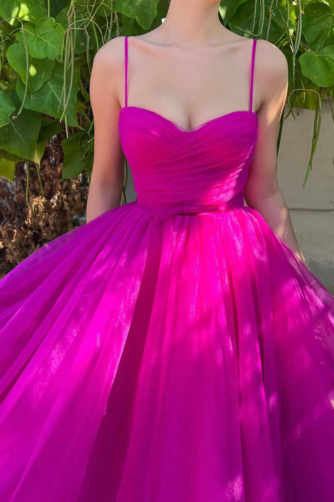 Sweetheart Neckline Pleated Bodice Sparkly Organza Prom Dress Tea Length ARD3101-SheerGirl
