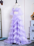 Two-Piece Tulle Prom Gown Ruffled Formal Dress Prom Dress with High Slit ARD3024-SheerGirl
