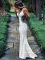 Vestido de novia modesto de sirena de satén vestido de novia de trompeta AWD1904