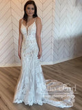 Vintage Floral Lace Mermaid Wedding Dress Chic Wedding Gown AWD1980-SheerGirl