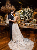 2 In 1 Appliqued Ball Gown Wedding Dress with Detachable Long Sleeves Bolero AWD1924-SheerGirl