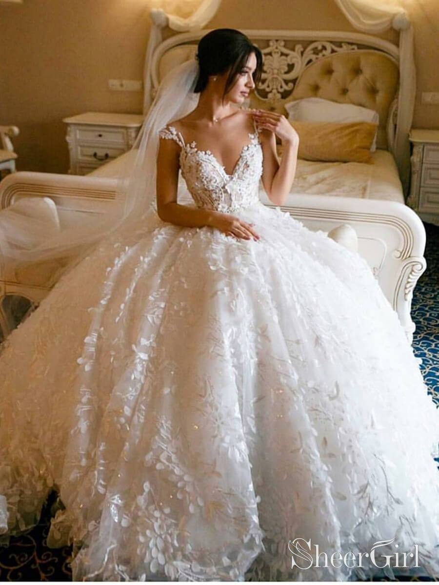 3D Floral Lace Wedding Dresses Vintage Ball Gown Wedding Dress AWD1456 3D Floral Lace Wedding Dresses Vintage Ball Gown Wedding Dress AWD1456