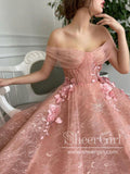 3D Flowers Off The Shoulder Prom Dresses Lace Long Formal Dress ARD2779-SheerGirl