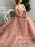 3D Flowers Off The Shoulder Prom Dresses Lace Long Formal Dress ARD2779-SheerGirl