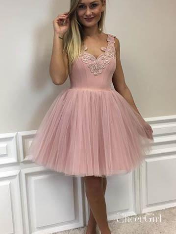 A Line Dusty Rose Homecoming Dresses Applique Cheap Cute Hoco Dresses SheerGirl A Line Dusty Rose Homecoming Dresses Applique Cheap Cute Hoco Dresses SheerGirl