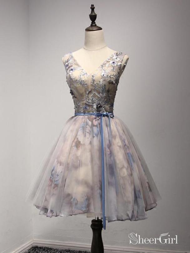 A Line Floral Homecoming Dresses Embroidered Short Homecoming Dress with Sash ARD1519 A Line Floral Homecoming Dresses Embroidered Short Homecoming Dress with Sash ARD1519