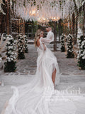 A Line Long Sleeves Wedding Gown Soft Tulle Bohemian Wedding Dress AWD1923-SheerGirl