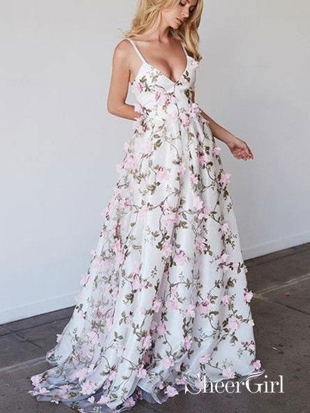 A-Line Princess V-Neck Floral Prom Dresses Long 3D Appliqued Lace Formal Dresses APD3126 A-Line Princess V-Neck Floral Prom Dresses Long 3D Appliqued Lace Formal Dresses APD3126