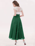 A-line V-neck Ivory Lace Applique Tea-length Bridesmaid Dresses Plus Size apd2656-SheerGirl