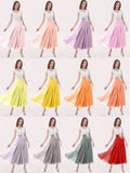 A-line V-neck Ivory Lace Applique Tea-length Bridesmaid Dresses Plus Size apd2656-SheerGirl
