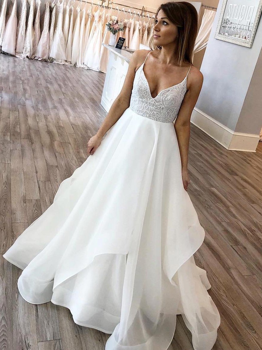 A-line V-neck Spaghetti Strap Charming Wedding Dresses MBG001 A-line V-neck Spaghetti Strap Charming Wedding Dresses MBG001