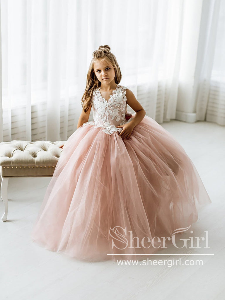 Appliqued Flower Girl Dresses Princess Ball Gown for Kids ARD2782-SheerGirl