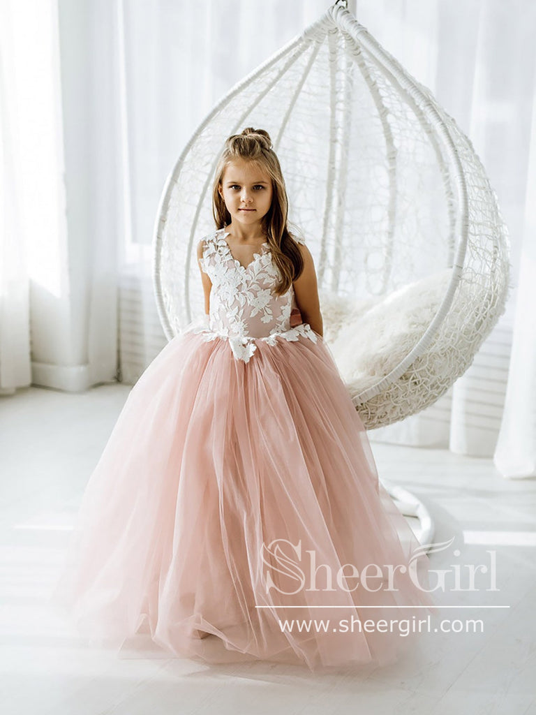 Appliqued Flower Girl Dresses Princess Ball Gown for Kids ARD2782-SheerGirl