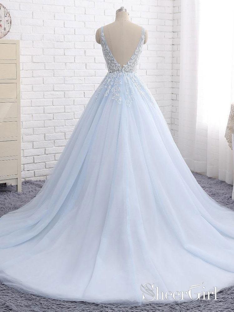 Ball Gown Prom Dresses with Train,See Through Wedding Dresses APD3178-SheerGirl