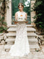 Vestido de novia tipo barco con corpiño adornado, vestido de novia de encaje floral vivo AWD1683